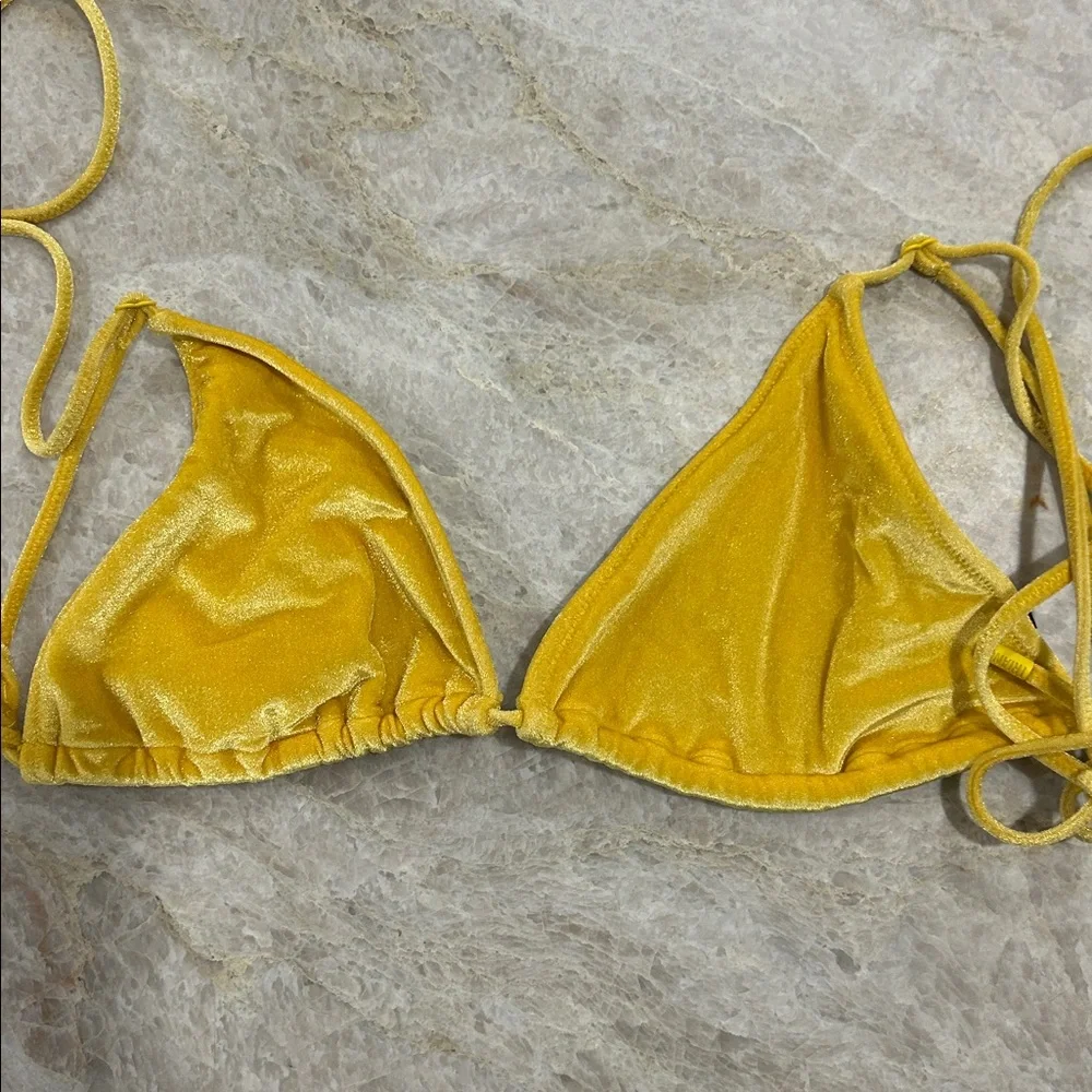 triangl swimwear Bright Yellow Velvet Triangle Bikini with Pouch